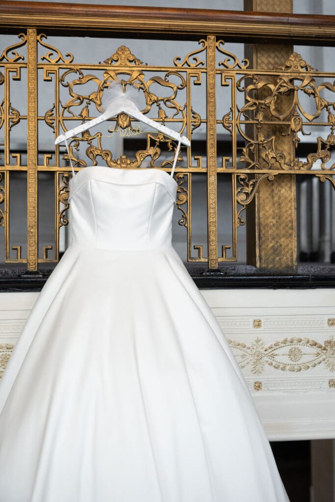 Dress hanging in the elegant Pfister Hotel.