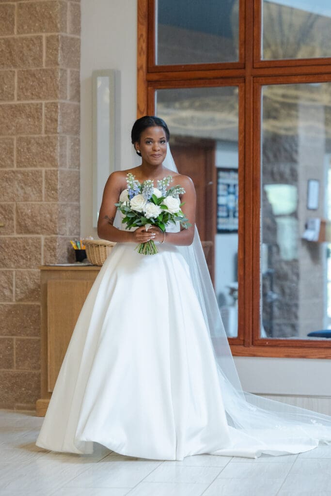 Bride walking down the isle on her wedding day.