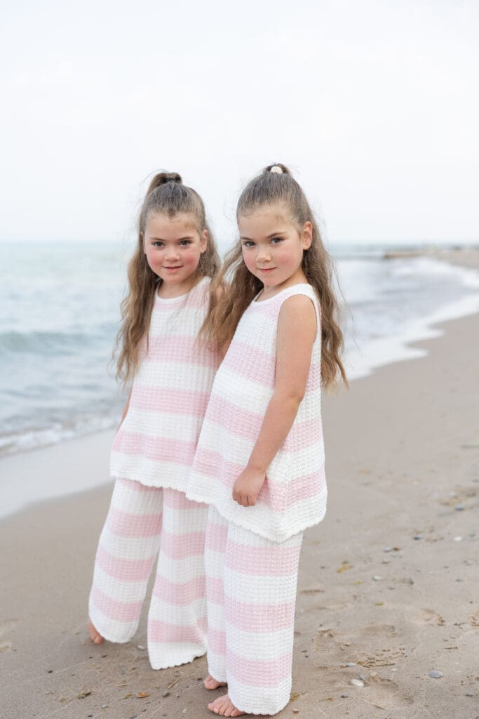 Girls wearing matching outfits for a photo shoot with Milwaukee Photo Company.