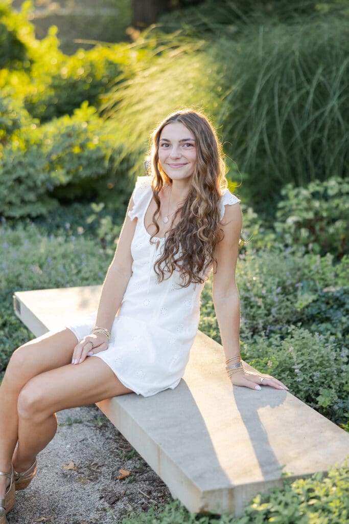 girl sitting on a bench 
