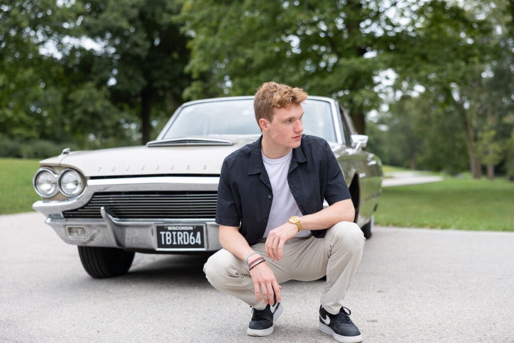 Milwaukee Photo Company senior session with a classic car