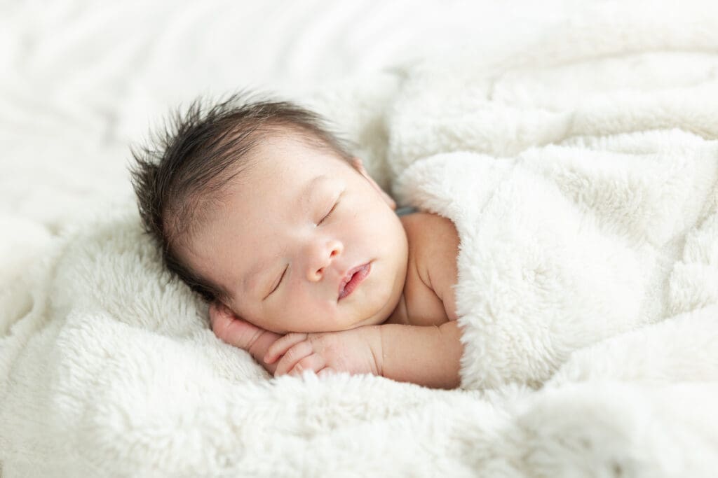 Newborn baby sleeping during a studio session in milwaukee 